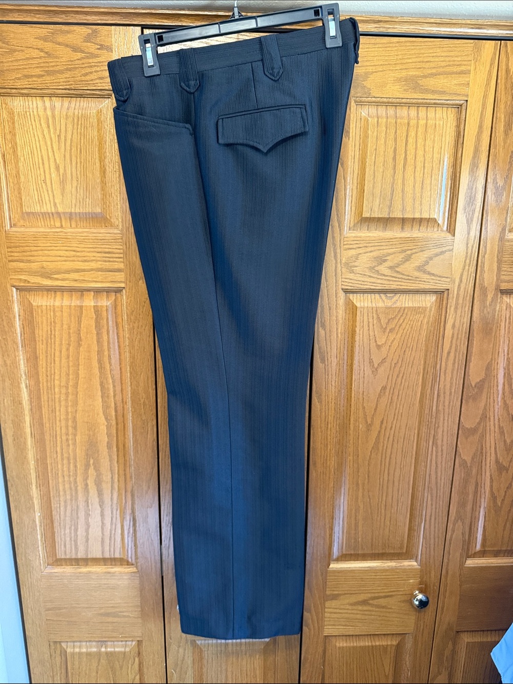 VTG Circle S Men's Classic Black Dress Pants-Tailored Formal Ribbed- Made in USA